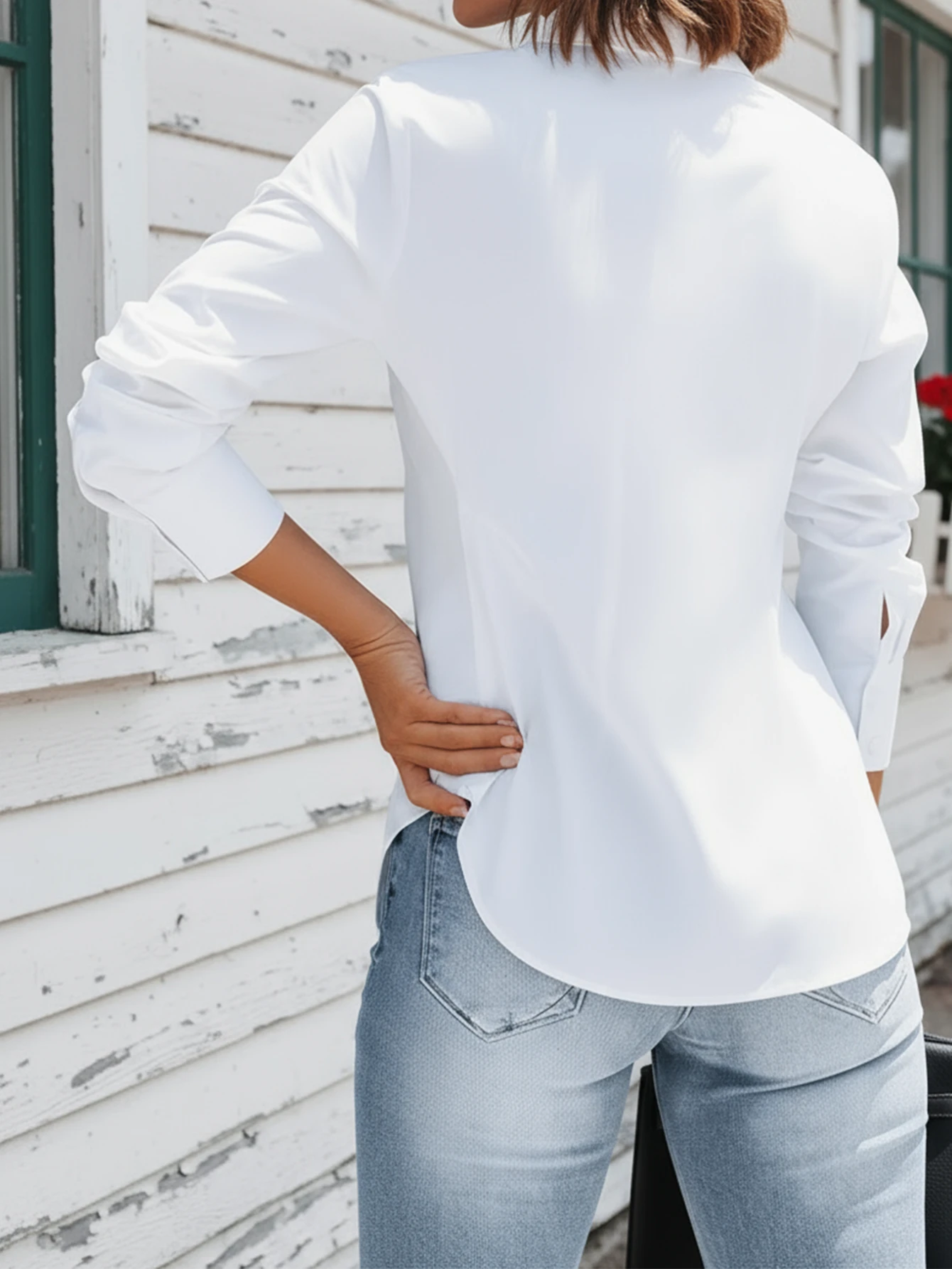 Elegant White Shirt, Button Front Design, Regular Hem, Suitable For Office Wear Casual Spring, For Women