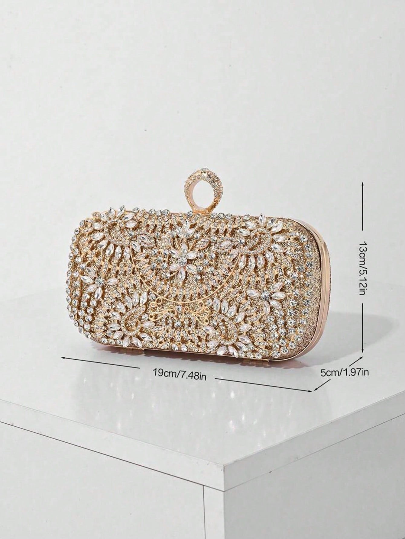 Elegant Women's Crystal Decorated Evening Clutch, Luxury Glittering Box-Shape Handbag Suitable For Weddings, Galas, Formal Events, Party Purse, Women's Top Handle, Shoulder, Crossbody Bag, Perfectly M