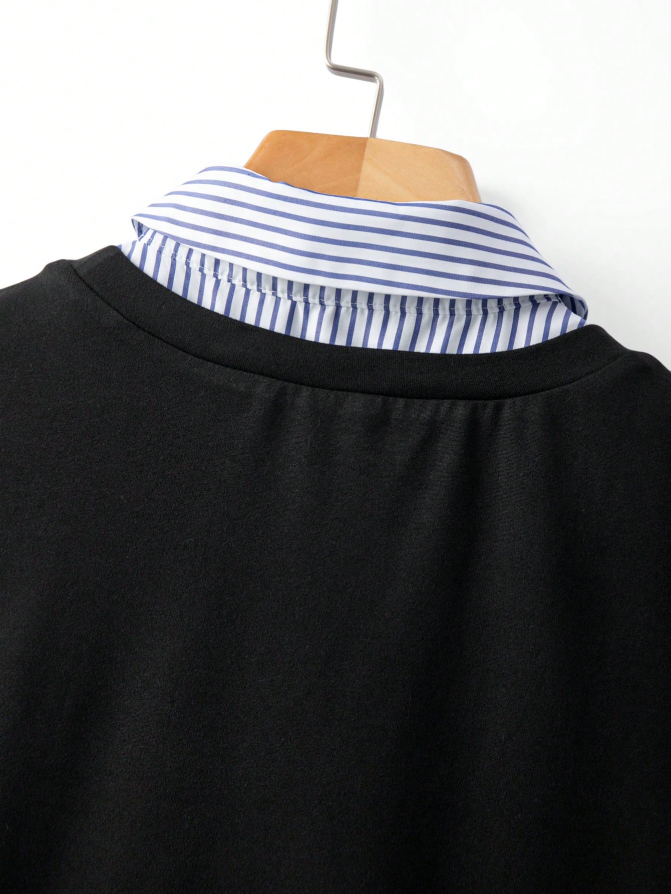 Elenzga Women's Asymmetrical Ruffle Hem Patchwork Black Round Neck Short Sleeve Top, Waist Cinched, Casual Chic College Style