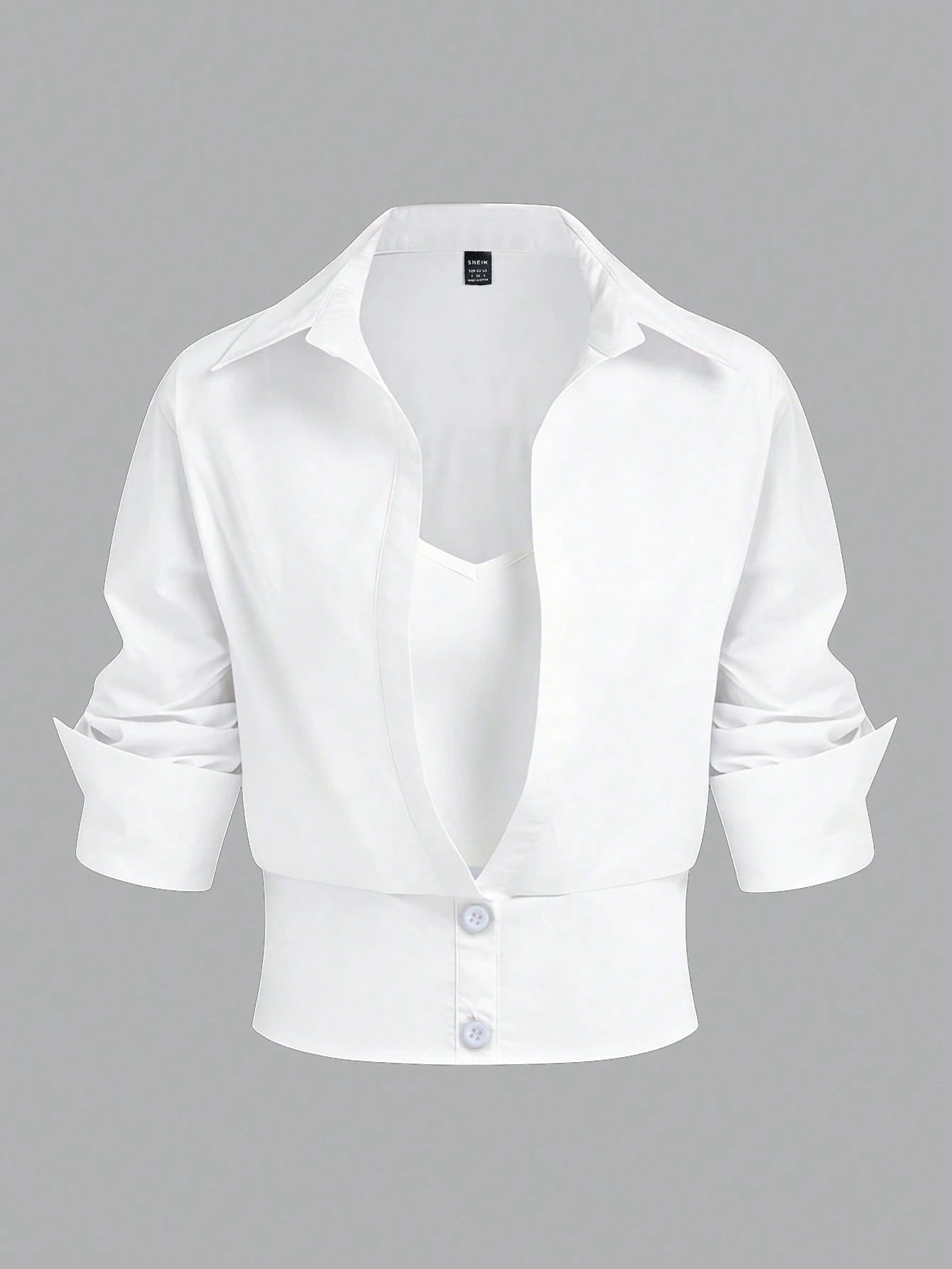 Elenzga Women's Solid Color Button Pleated Elegant Fashion Long Sleeve Blouse