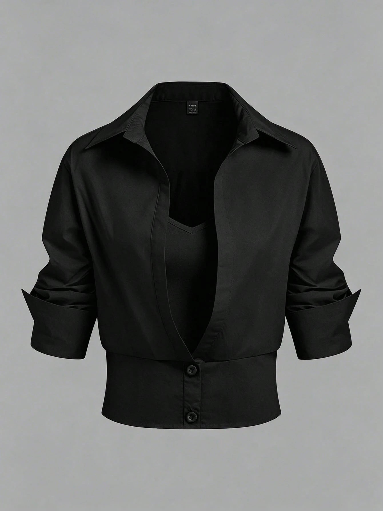 Elenzga Women's Solid Color Button Pleated Elegant Fashion Long Sleeve Blouse