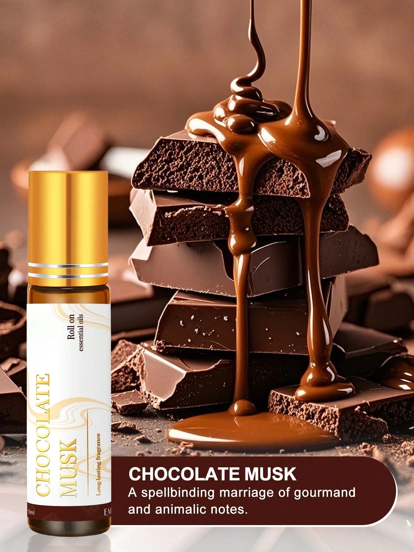 EMBRACEX. 10ml Chocolate Vanilla Essential Oil Roll-On Bottle- Chocolate Musk Fragrance Oil, Intimate Musk Scent, Suitable For Women| Long-Lasting Aroma, Suitable For Diffusers, Humidifiers And Cand