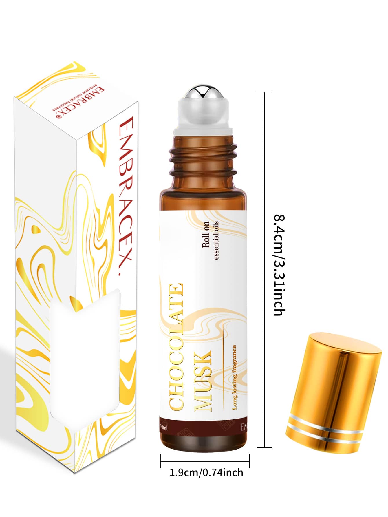 EMBRACEX. 10ml Chocolate Vanilla Essential Oil Roll-On Bottle- Chocolate Musk Fragrance Oil, Intimate Musk Scent, Suitable For Women| Long-Lasting Aroma, Suitable For Diffusers, Humidifiers And Cand