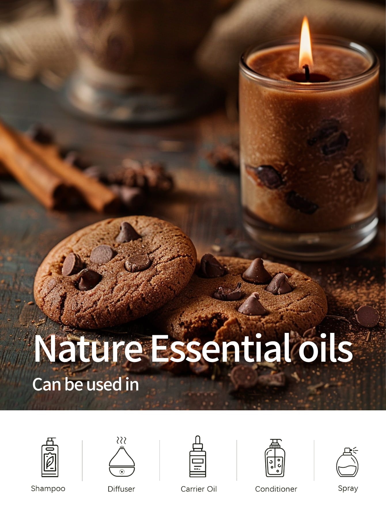EMBRACEX. 10ml Cookie Scented Essential Oil, Cookie Fragrance Candle, Car Diffuser, Cookie Aroma, Suitable For Humidifier, Aromatherapy Diffuser, Candle Making, Gift For Women, Mom, Wife, Sister, Teen