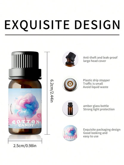 EMBRACEX. 10ml Cotton Candy/Marshmallow Fragrance Essential Oil, Sweet & Long-Lasting Cotton Candy Scent, Suitable For Car Diffuser, Home Or Outdoor Use, Compatible With Humidifier, Aroma Diffuser, Ra