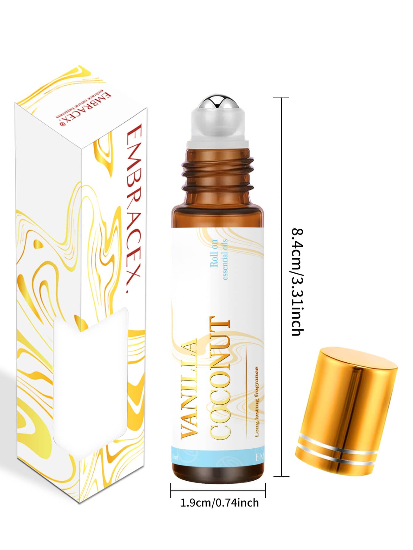 EMBRACEX. 10ml Vanilla Coconut Essential Oil Roll-On Bottle- Vanilla Coconut Fragrance, Suitable For Candle Making, Home Diffuser, Long-Lasting Aroma| Fragrance Oil| Rich Warm Scent| Holiday Gift