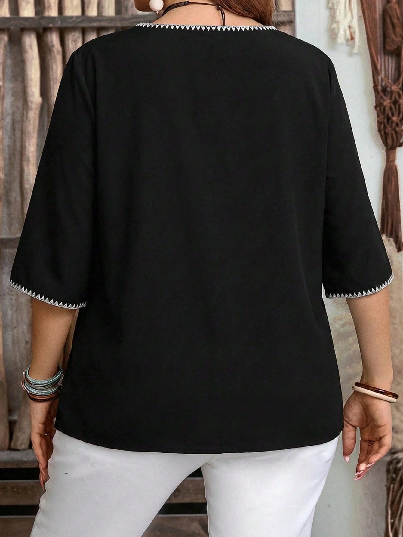 EMERY ROSE Brown Striped Pattern Half Sleeve Casual Minimalist Style Blouse For Women, Suitable For Spring/Summer Spring