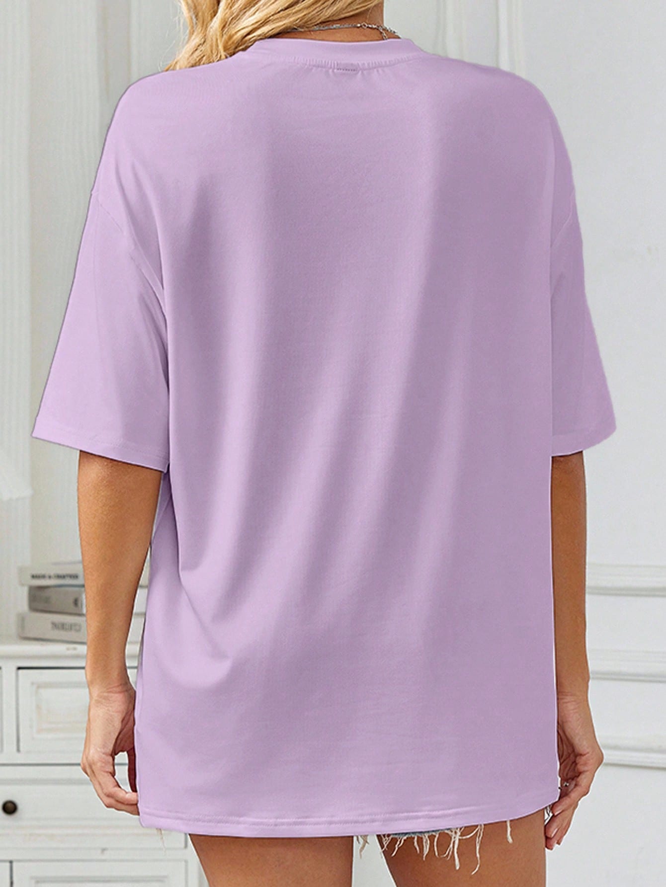 EMERY ROSE Plus Size Letter Slogan 'overstimulated' Graphic Tee Women Short Sleeve Casual Top