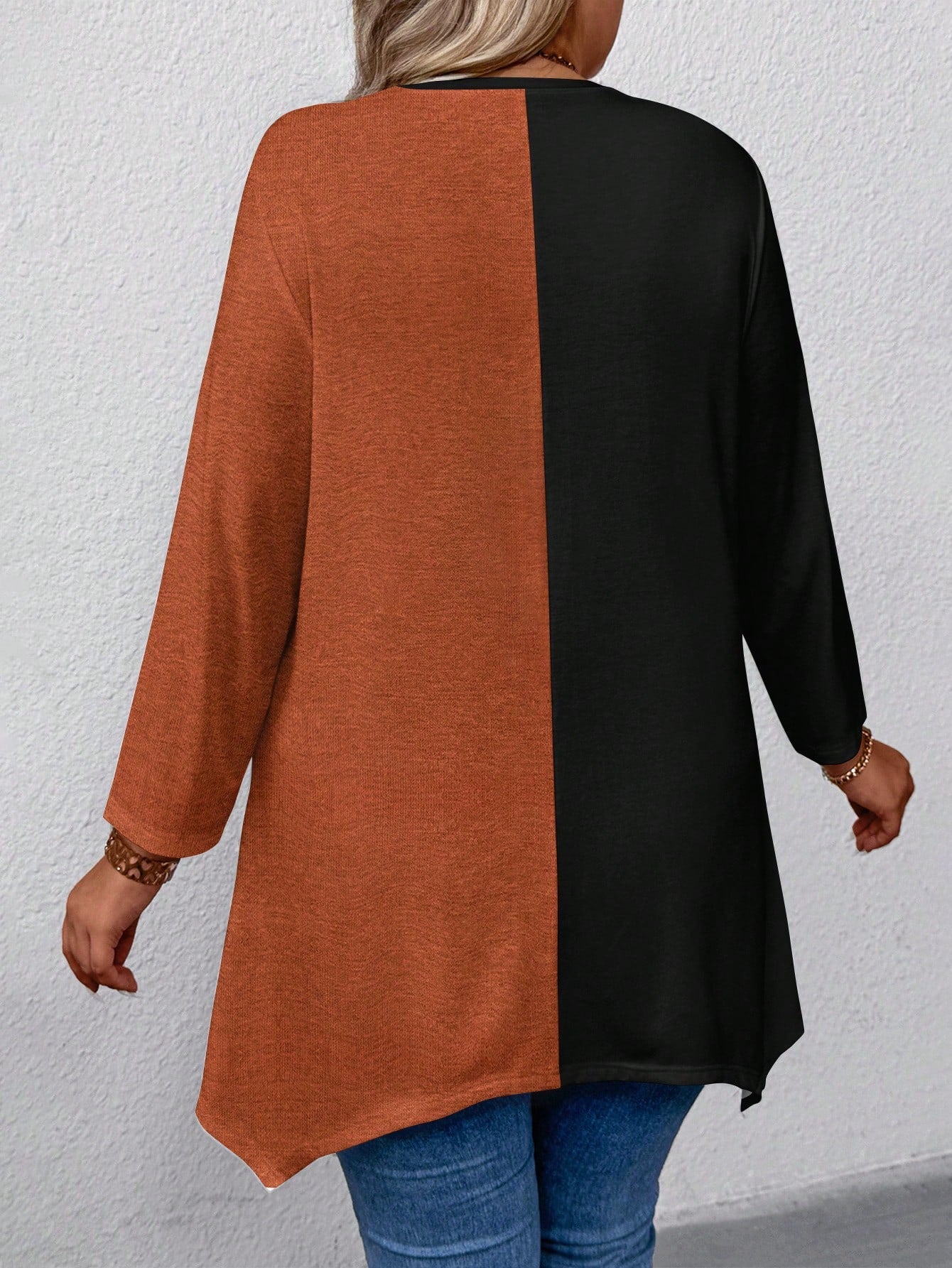 EMERY ROSE Plus Size Women'S Halloween Colorblock Pumpkin Print Round Neck Batwing Sleeve T-Shirt,Spooky Season Women Tops,Autumn Shirts Fall