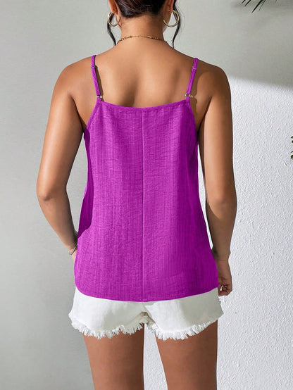 EMERY ROSE Women's Casual Solid Color Pleated Camisole, Summer