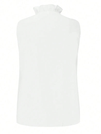 EMERY ROSE Women's Sleeveless Shirt With Frill Hem