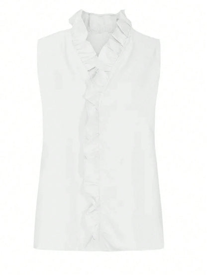 EMERY ROSE Women's Sleeveless Shirt With Frill Hem
