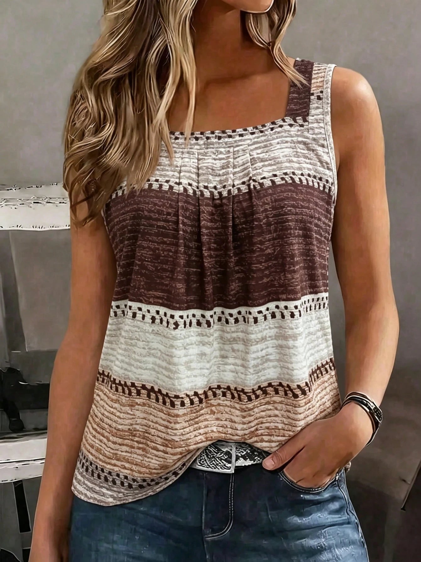 EMERY ROSE Women's Vacation Casual Color Block Striped Contrast Print T-Shirt Tank Top Summer, Suitable For Women's Party, Date, Wedding Season, Work Commute, Business Elegant, Christmas, Graduation S