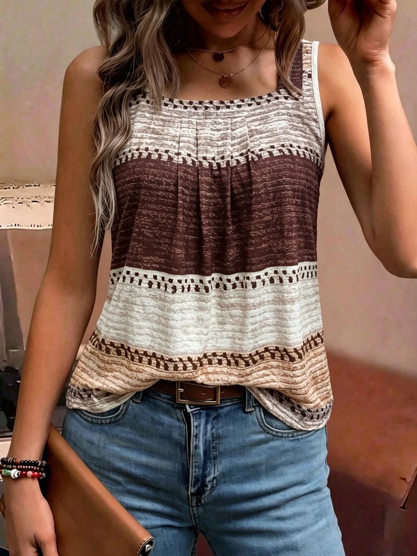 EMERY ROSE Women's Vacation Casual Color Block Striped Contrast Print T-Shirt Tank Top Summer, Suitable For Women's Party, Date, Wedding Season, Work Commute, Business Elegant, Christmas, Graduation S
