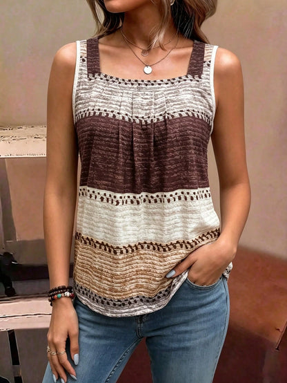 EMERY ROSE Women's Vacation Casual Color Block Striped Contrast Print T-Shirt Tank Top Summer, Suitable For Women's Party, Date, Wedding Season, Work Commute, Business Elegant, Christmas, Graduation S