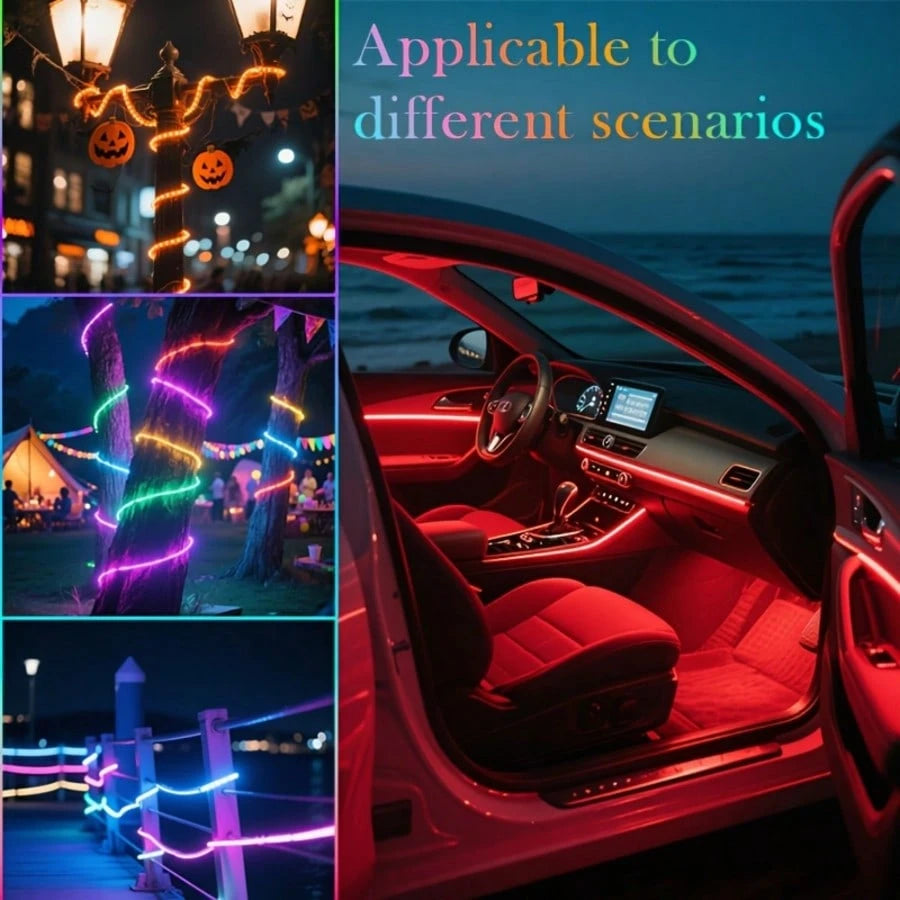 Equipped With USB Interface, Wireless App Control, Music Synchronization Function, 16 Million Colors, And Flexible Fiber Optic Light Strip.
