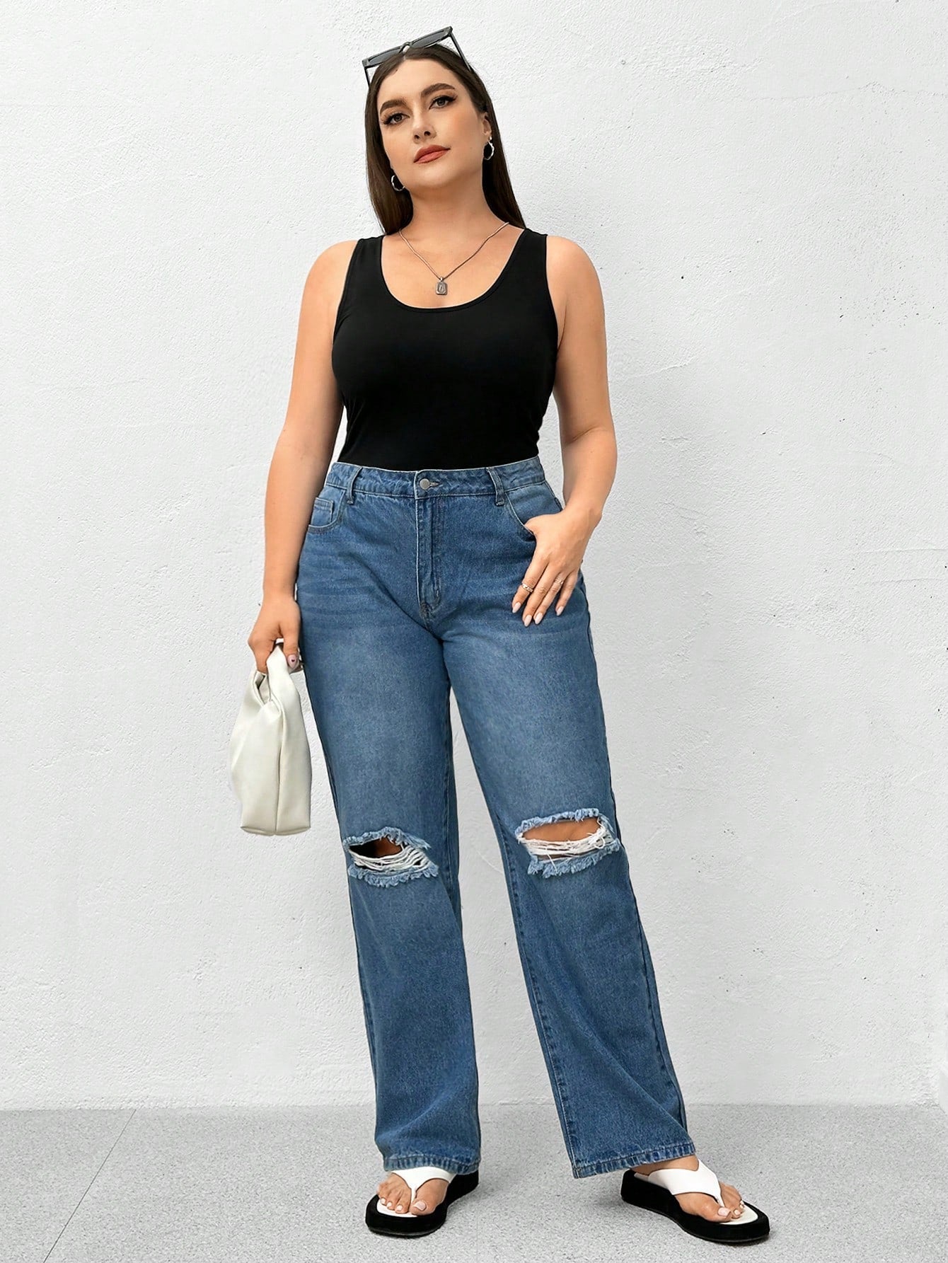 Essnce 2 Pieces Plus Size Camisole Women's Black Top, Summer Casual Business Casual Everyday Base Tank Top, Curve Outfits Hollowed Sweater Lounge Office