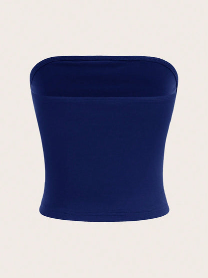 Essnce 6pcs/Set Casual Solid Color Versatile Cropped Camisole Tops For Women, Suitable For Summer