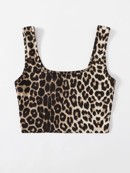 Essnce Women Tank Top Leopard Crop Tank Top
