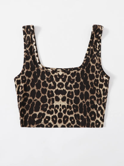 Essnce Women Tank Top Leopard Crop Tank Top