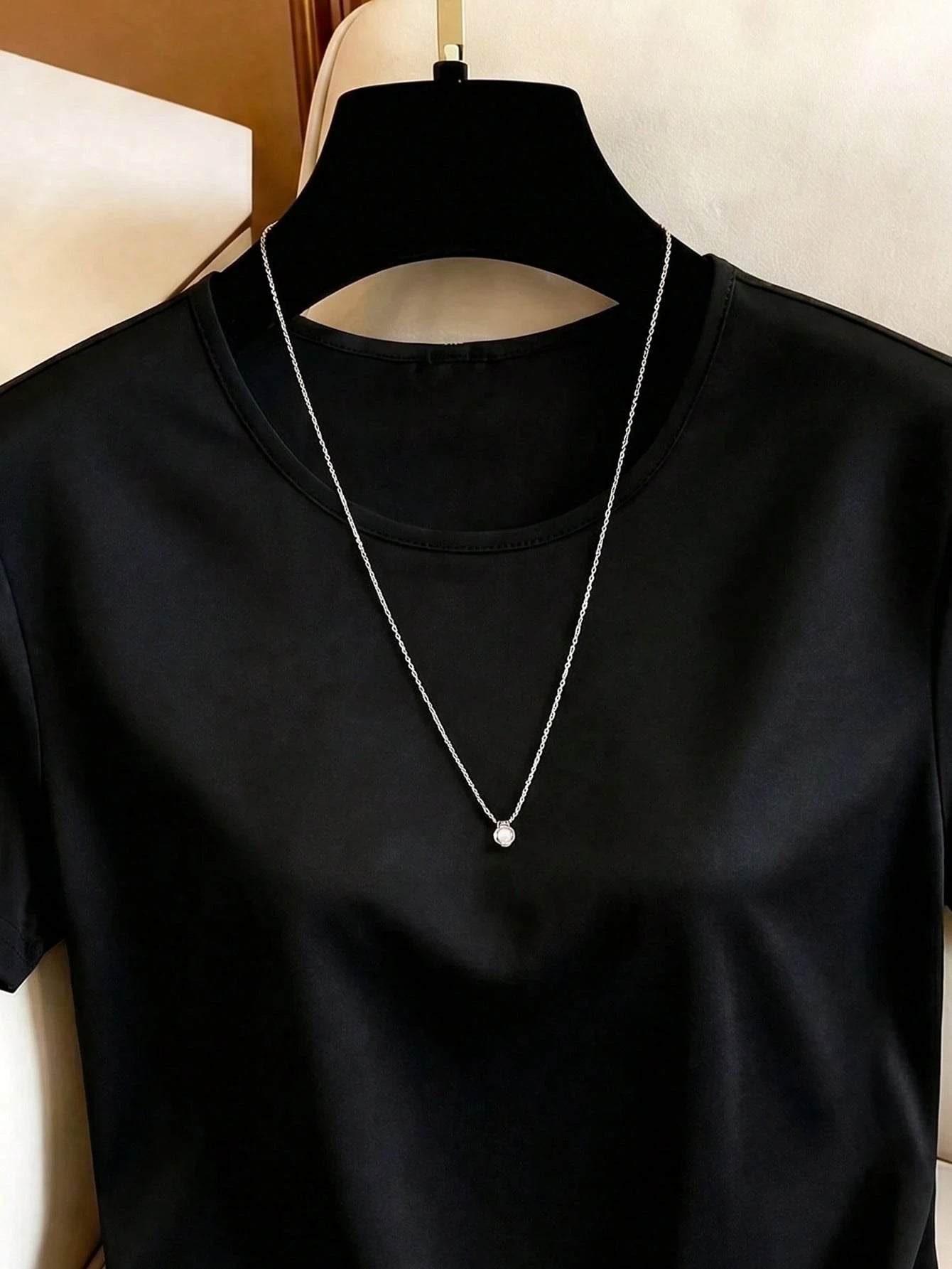 European & American New Fashion Patchwork Lace Asymmetrical Hem Elegant Round Neck Design Short Sleeve Casual Women's T-Shirt, Spring/Summer, Vacation, Outing, Y2K, Spring, Summer, Back To Schoo