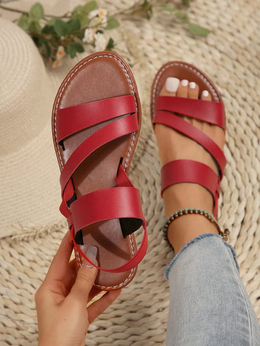European & American Style Summer Fashion Casual Comfort Women Flat Sandals, Round Toe Low Heel Beach Shoes