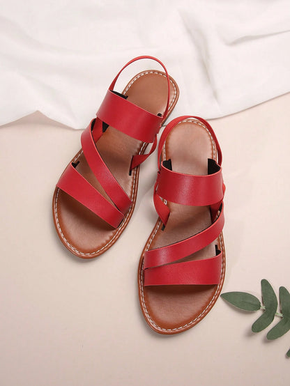 European & American Style Summer Fashion Casual Comfort Women Flat Sandals, Round Toe Low Heel Beach Shoes