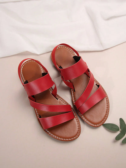 European & American Style Summer Fashion Casual Comfort Women Flat Sandals, Round Toe Low Heel Beach Shoes