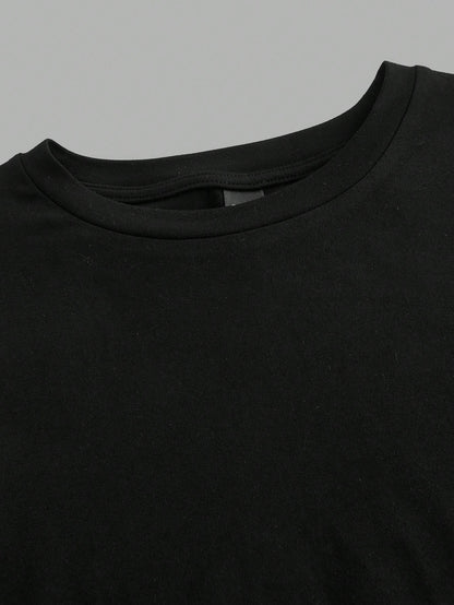 EZwear 2 Pcs Casual Basic Simple Minimalist Crew Neck Short Sleeve T-Shirts, Suitable For Spring/Summer Layering For Going Out Everyday Black White