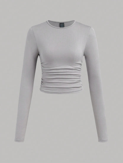 EZwear 3 Set Multi-Pack Women Versatile Casual Simple Long Sleeve T-Shirt Valentine's Day Autumn And Winter Summer Outfits Beach Everyday White Grey Black