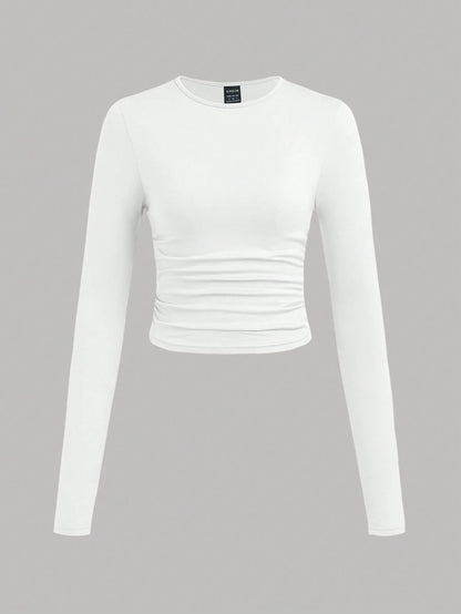 EZwear 3 Set Multi-Pack Women Versatile Casual Simple Long Sleeve T-Shirt Valentine's Day Autumn And Winter Summer Outfits Beach Everyday White Grey Black