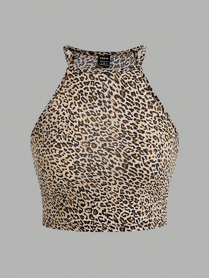 EZwear 3pcs Leopard Print Casual Tank Tops For Women, Suitable Summer Multi Pack Women's Crop Animal Cheetah Top