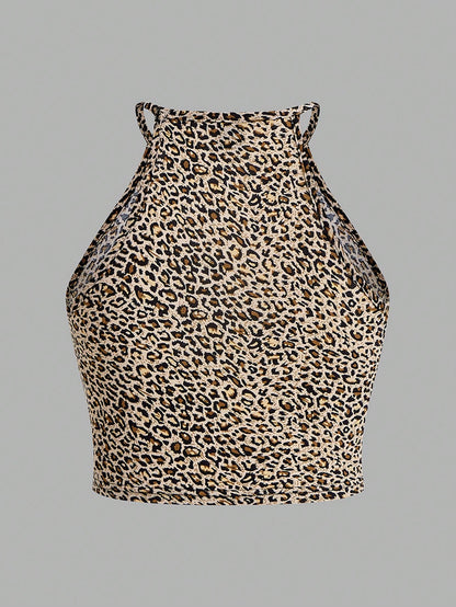 EZwear 3pcs Leopard Print Casual Tank Tops For Women, Suitable Summer Multi Pack Women's Crop Animal Cheetah Top