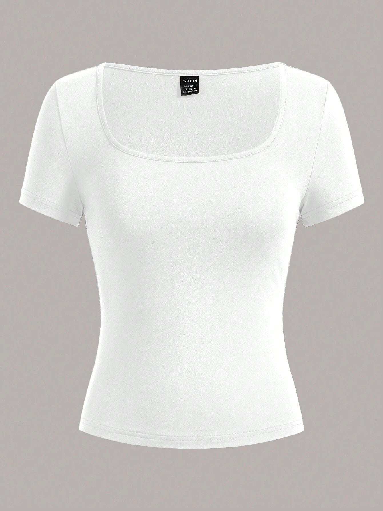 EZwear 3pcs Square Neck Short Sleeve Cropped Casual Solid Color Versatile Fitted Women T-Shirt, All-Match Style, Suitable For Summer Suitable For Going Out