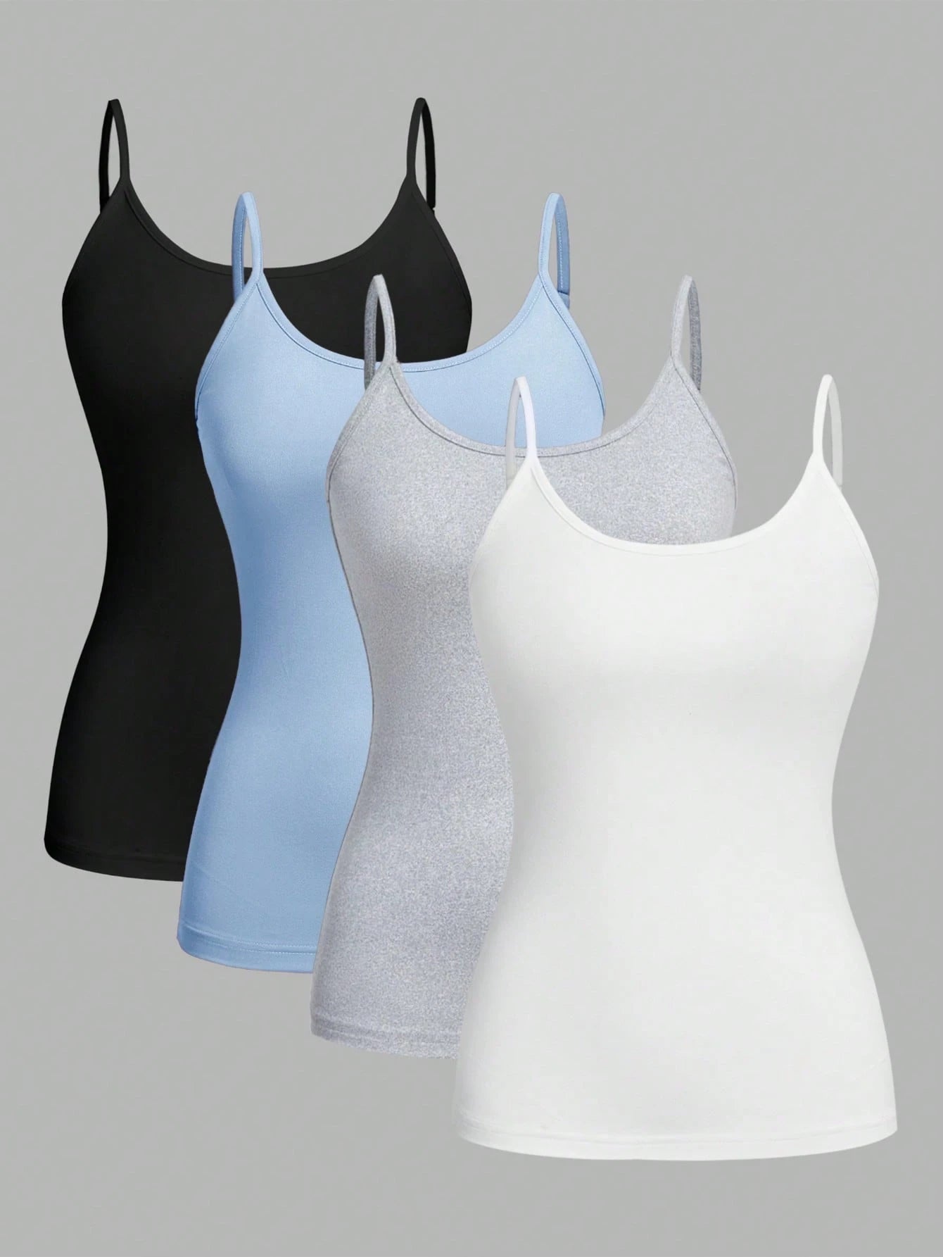 EZwear 4pcs Casual Minimalist Versatile Camisole Tops, Suitable For Summer, Slim Fit For Women