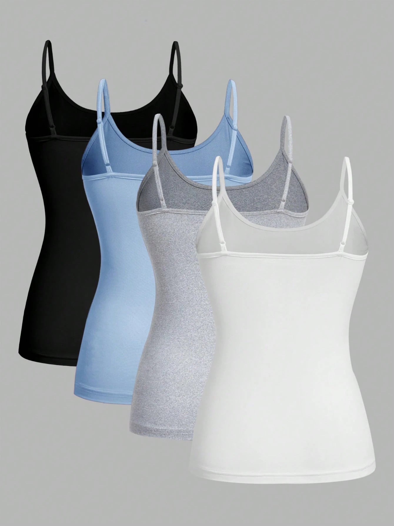 EZwear 4pcs Casual Minimalist Versatile Camisole Tops, Suitable For Summer, Slim Fit For Women