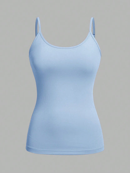EZwear 4pcs Casual Minimalist Versatile Camisole Tops, Suitable For Summer, Slim Fit For Women