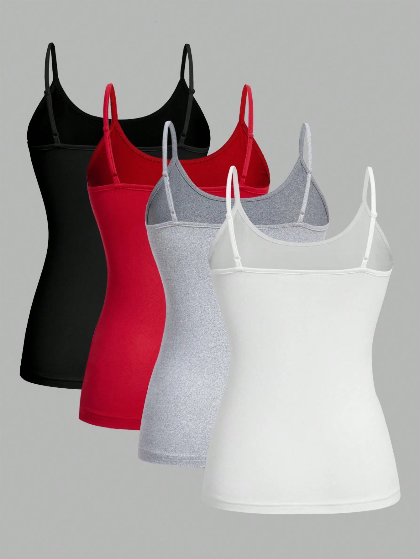 EZwear 4pcs Casual Minimalist Versatile Camisole Tops, Suitable For Summer, Slim Fit For Women