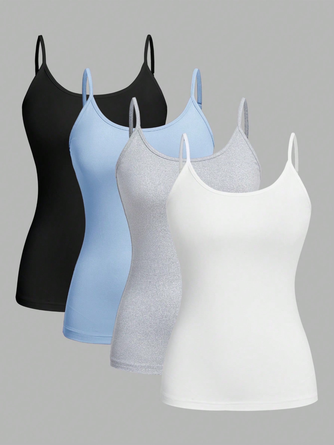 EZwear 4pcs Casual Minimalist Versatile Camisole Tops, Suitable For Summer, Slim Fit For Women