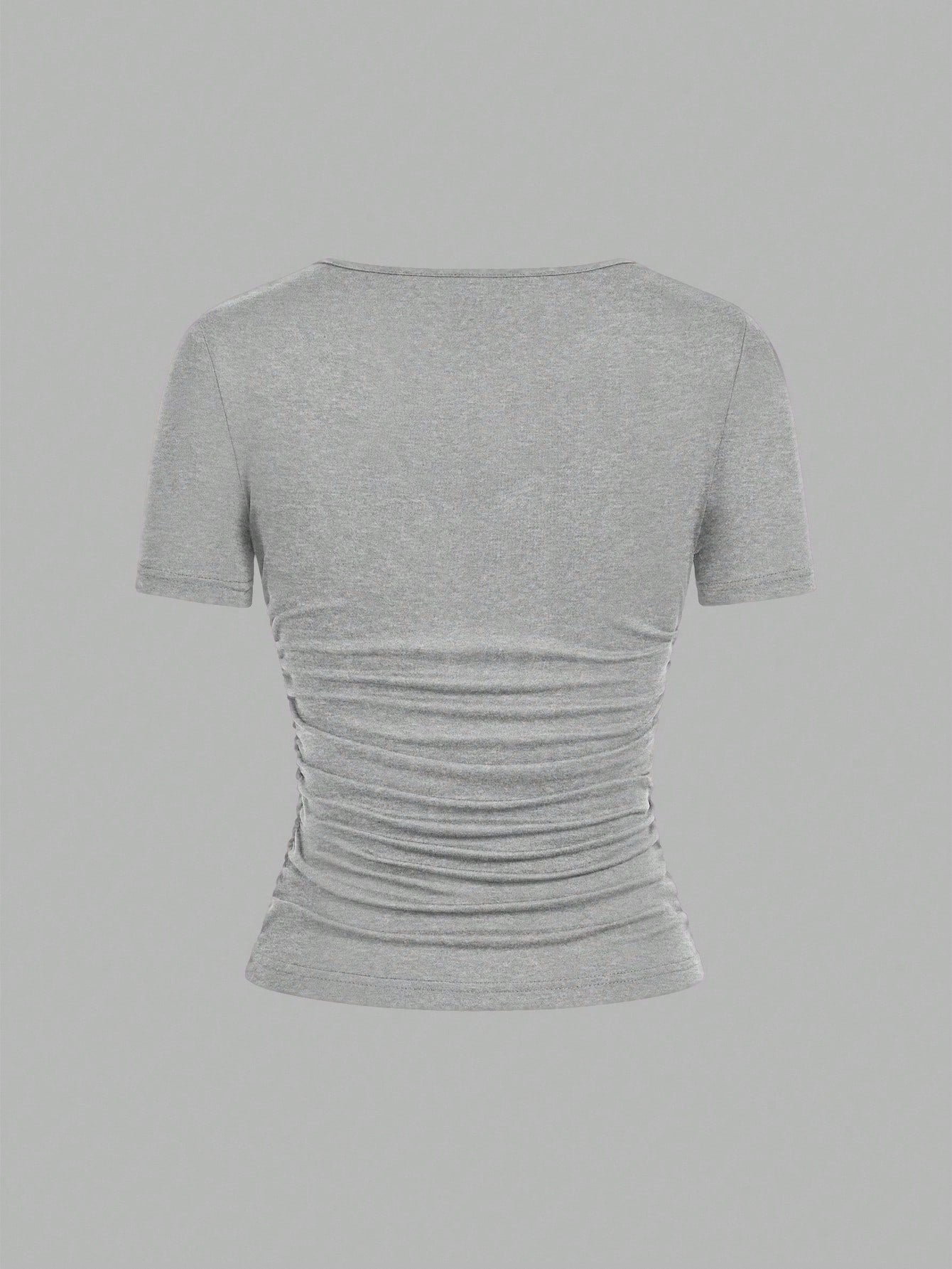 EZwear 4pcs/Set Black, Burgundy, Gray, White Casual Minimalist Solid Color Comfortable Crew Neck Short Sleeve T-Shirts For Women, Suitable For Spring/Summer