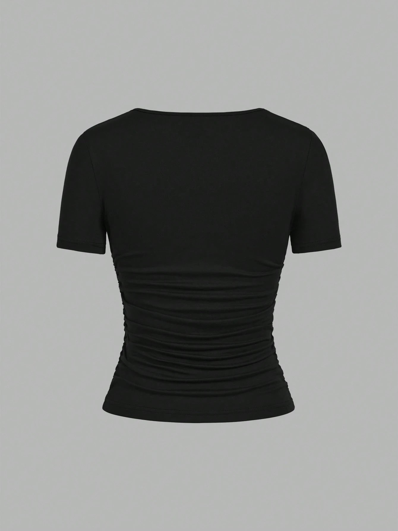 EZwear 4pcs/Set Black, Burgundy, Gray, White Casual Minimalist Solid Color Comfortable Crew Neck Short Sleeve T-Shirts For Women, Suitable For Spring/Summer