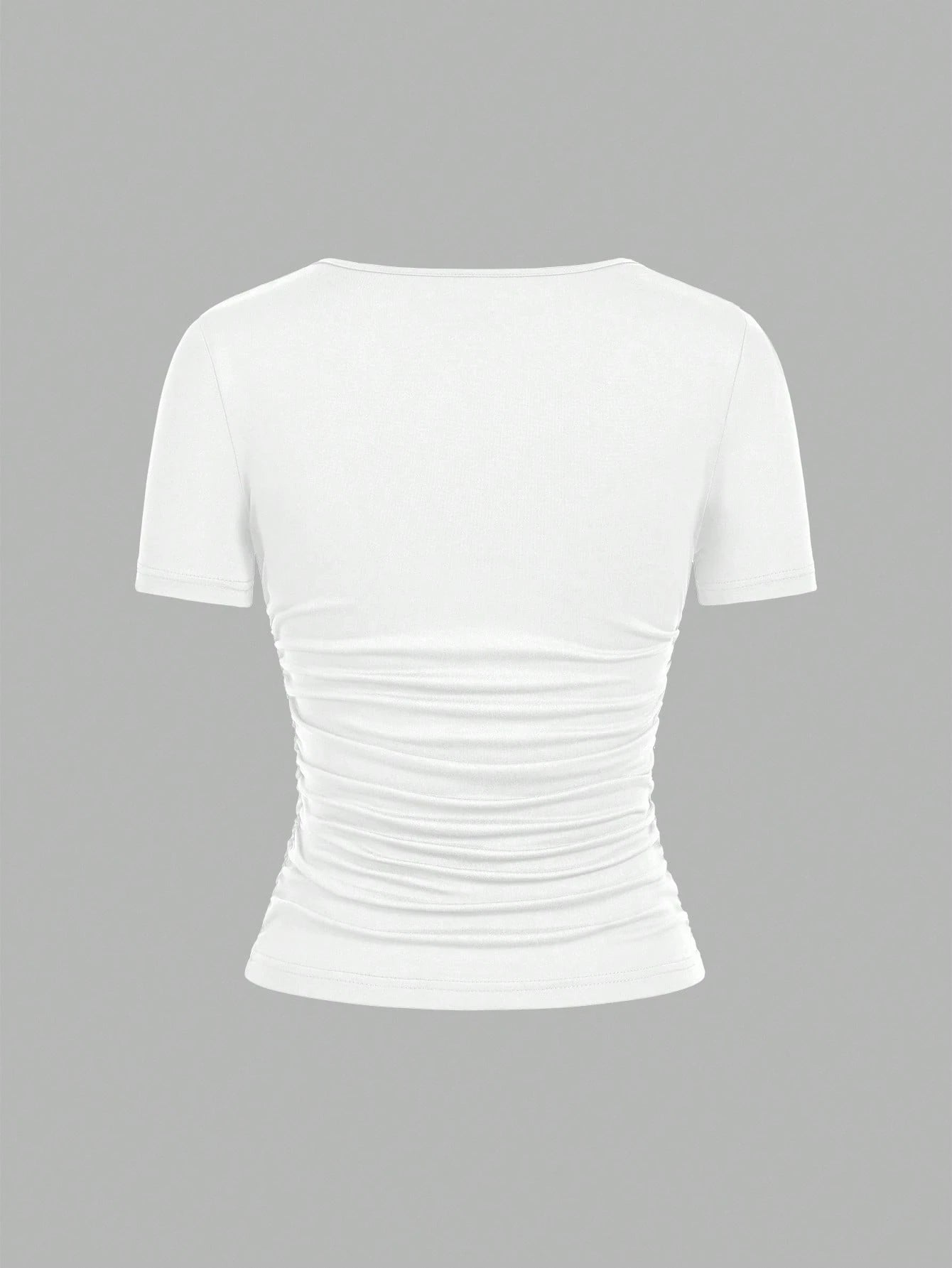 EZwear 4pcs/Set Black, Burgundy, Gray, White Casual Minimalist Solid Color Comfortable Crew Neck Short Sleeve T-Shirts For Women, Suitable For Spring/Summer