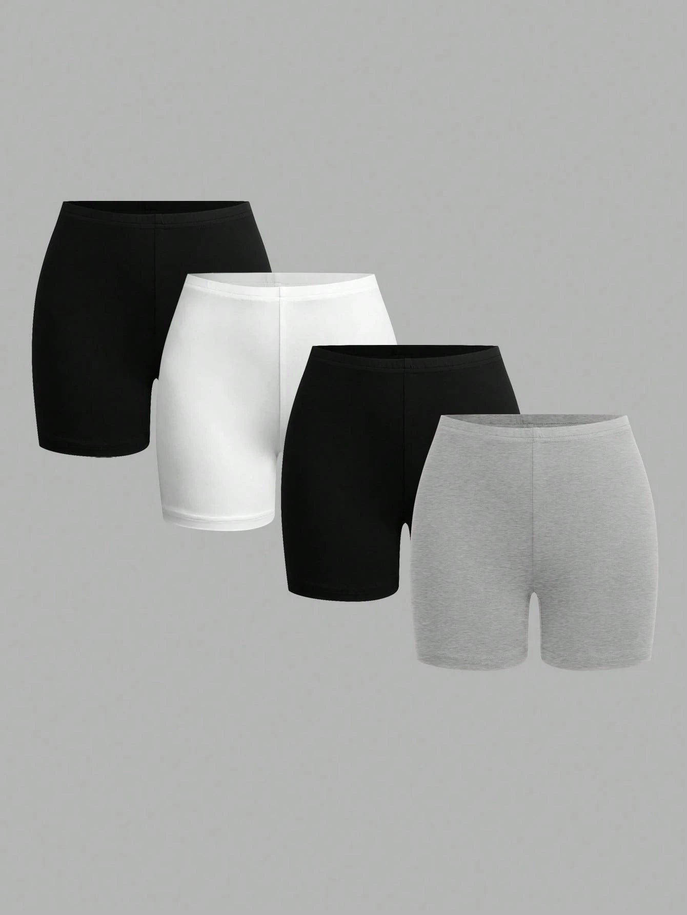 EZwear 4pcs Women's Colorful Tight Casual Short Leggings Set