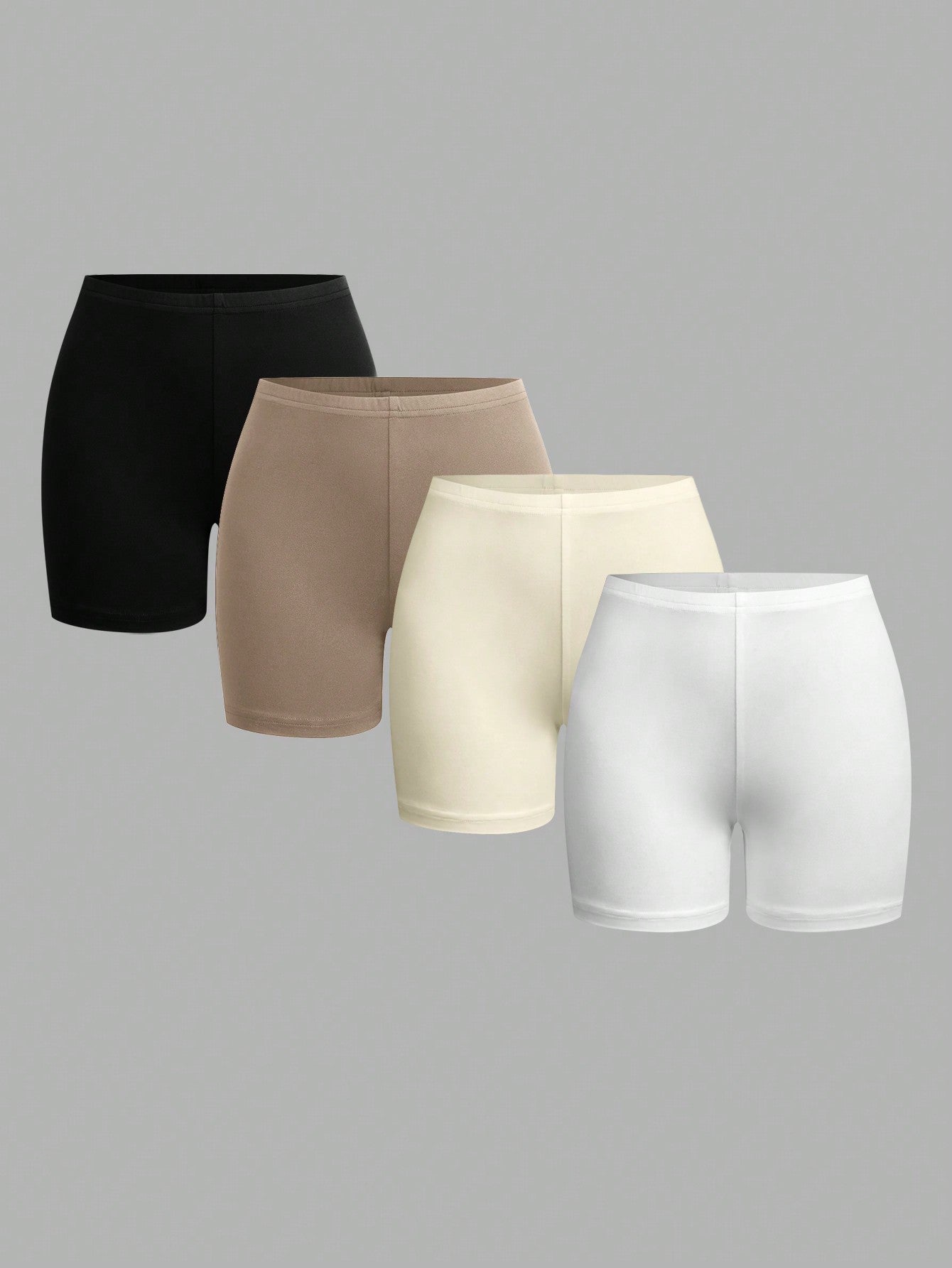 EZwear 4pcs Women's Colorful Tight Casual Short Leggings Set