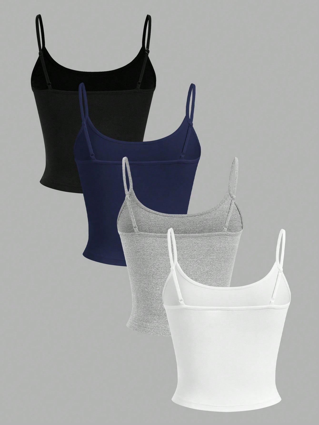 EZwear 4pcs Women Tight Fitted Cropped Casual Tank Top, Suitable For Summer Back To School