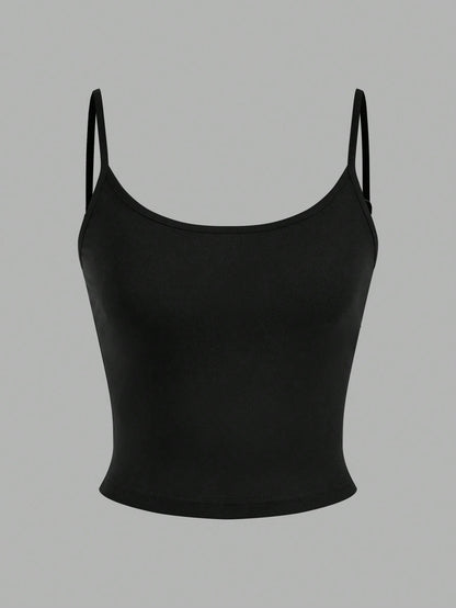 EZwear 4pcs Women Tight Fitted Cropped Casual Tank Top, Suitable For Summer Back To School