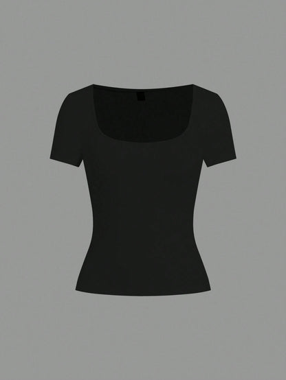 EZwear 5pcs/Set Multicolor Knit Women T-Shirts, Spring/Summer