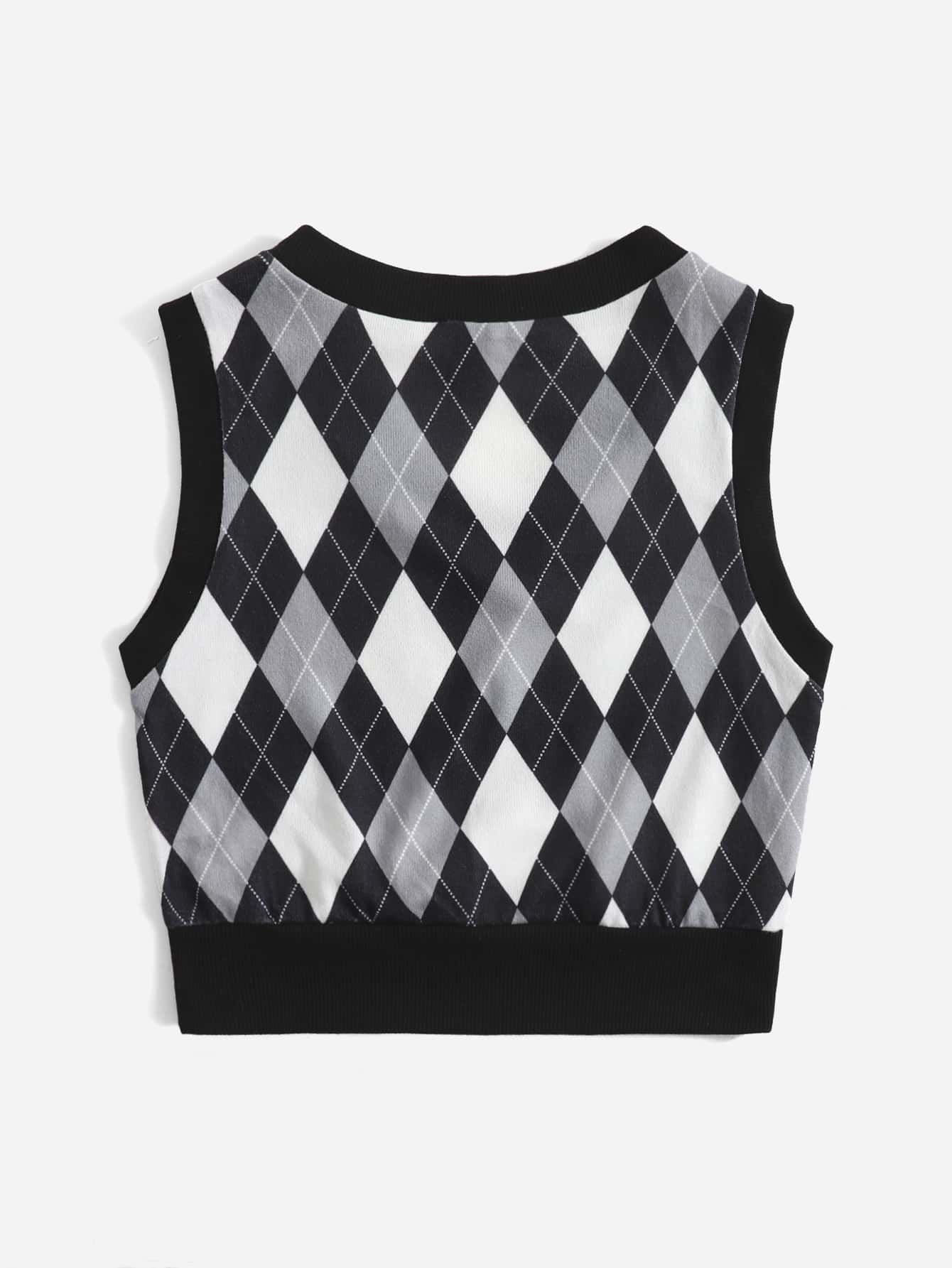 EZwear Argyle Print Tank Top