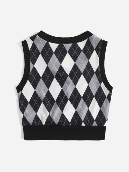 EZwear Argyle Print Tank Top
