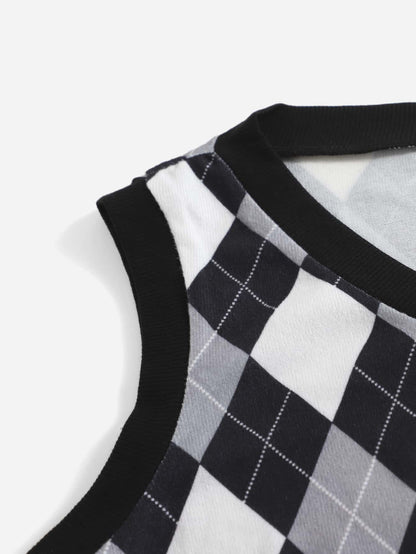 EZwear Argyle Print Tank Top